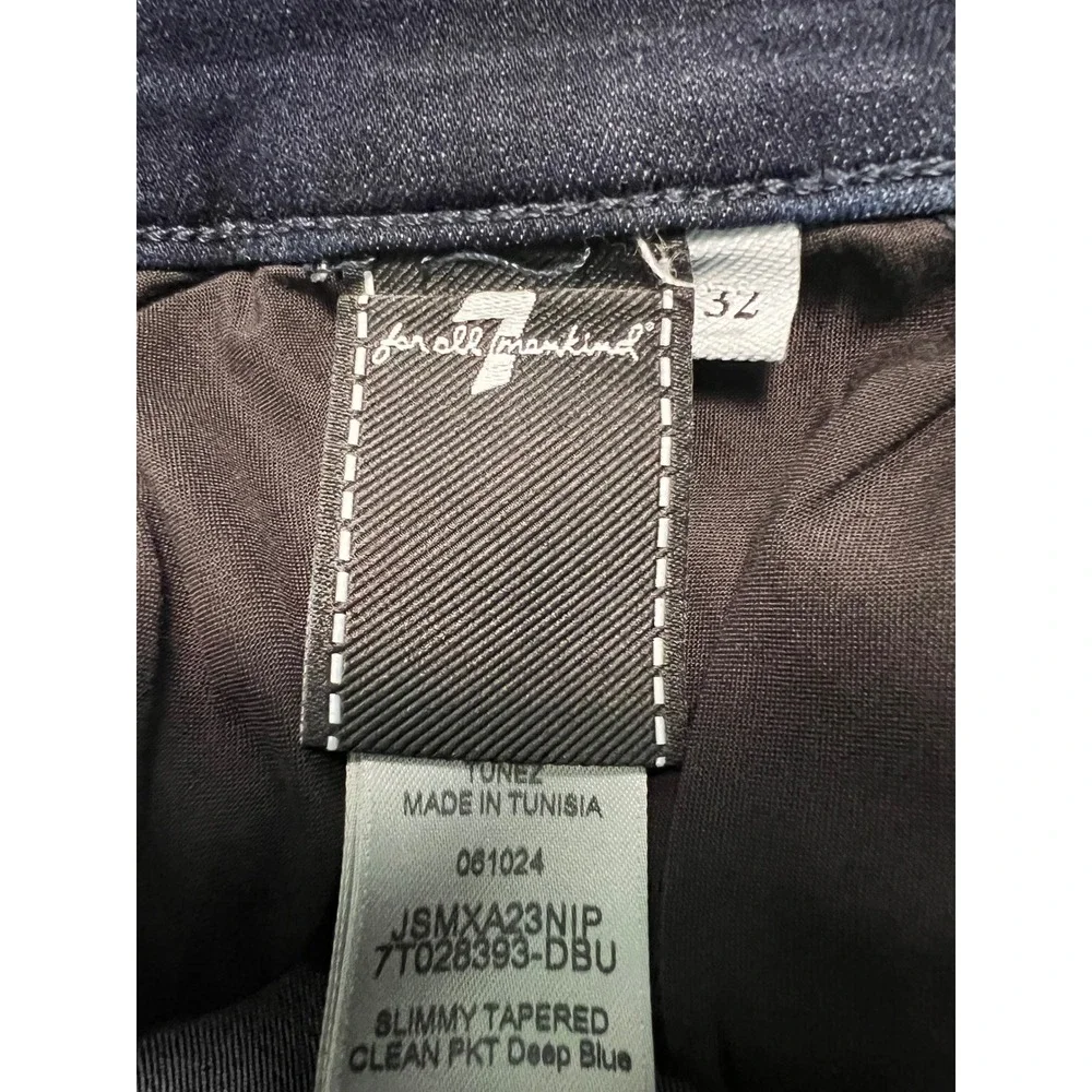 7 For All Mankind‎ Slimmy Tapered Luxe Performance Plus Jeans 32 Clean Deep Blue